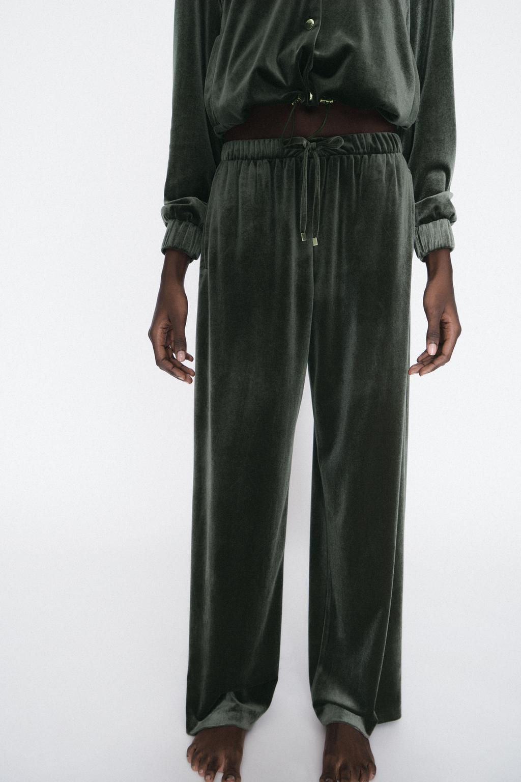 WIDE-LEG VELVET TROUSERS - Zara фото 3