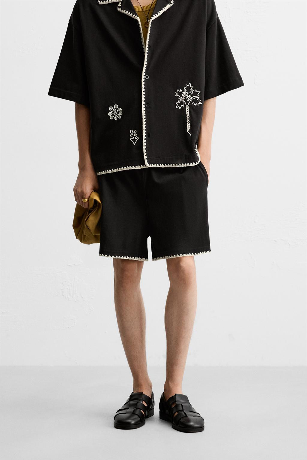 CONTRAST EMBROIDERY BERMUDA SHORTS - Zara фото 2