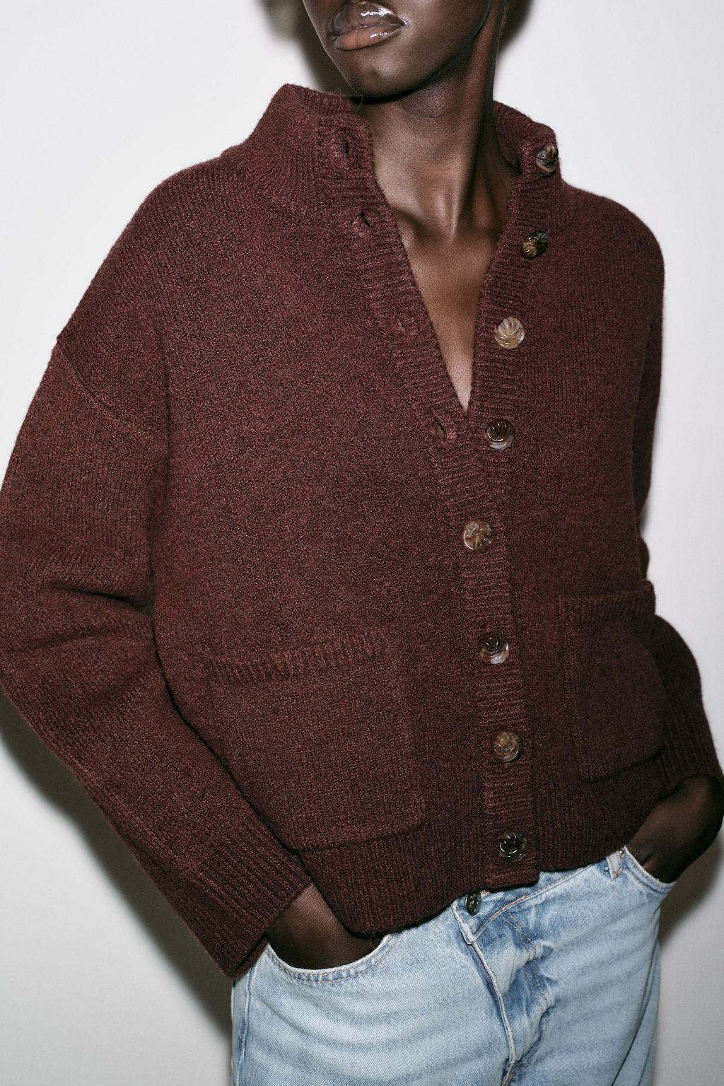 HIGH NECK KNIT CARDIGAN - Zara фото 4