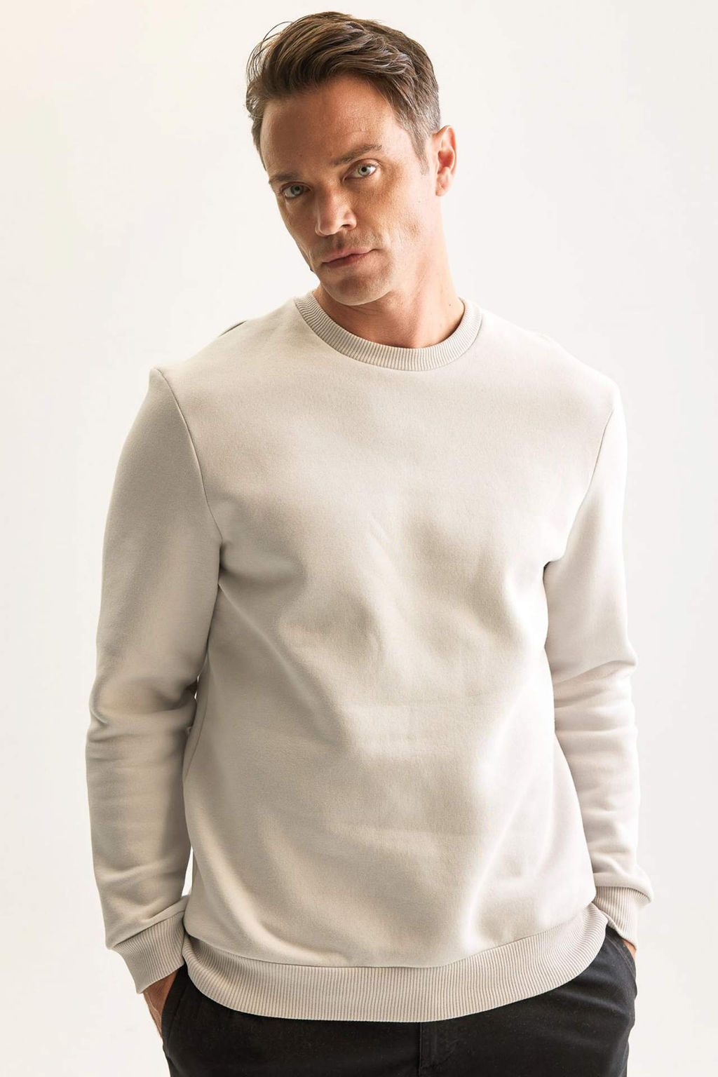 Lacivert 3 Iplik Pamuklu Sardonlu Ici Polarl? Regular Fit Bisiklet Yaka Kal?n Sweatshirt - Defacto фото 8