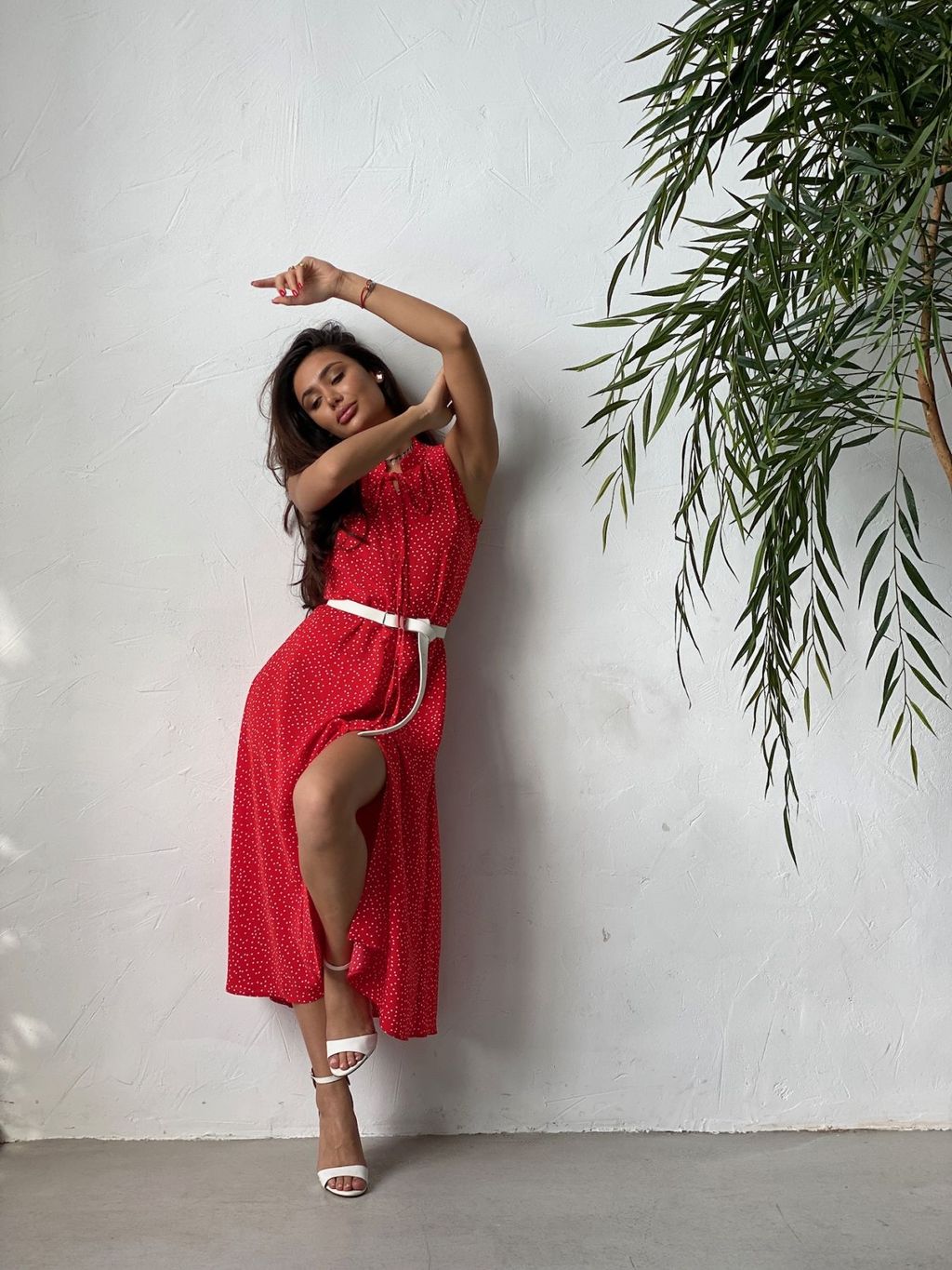 Платье, как из к/ф Красотка, красное в хаотичный горошек - Martichelli фото 16