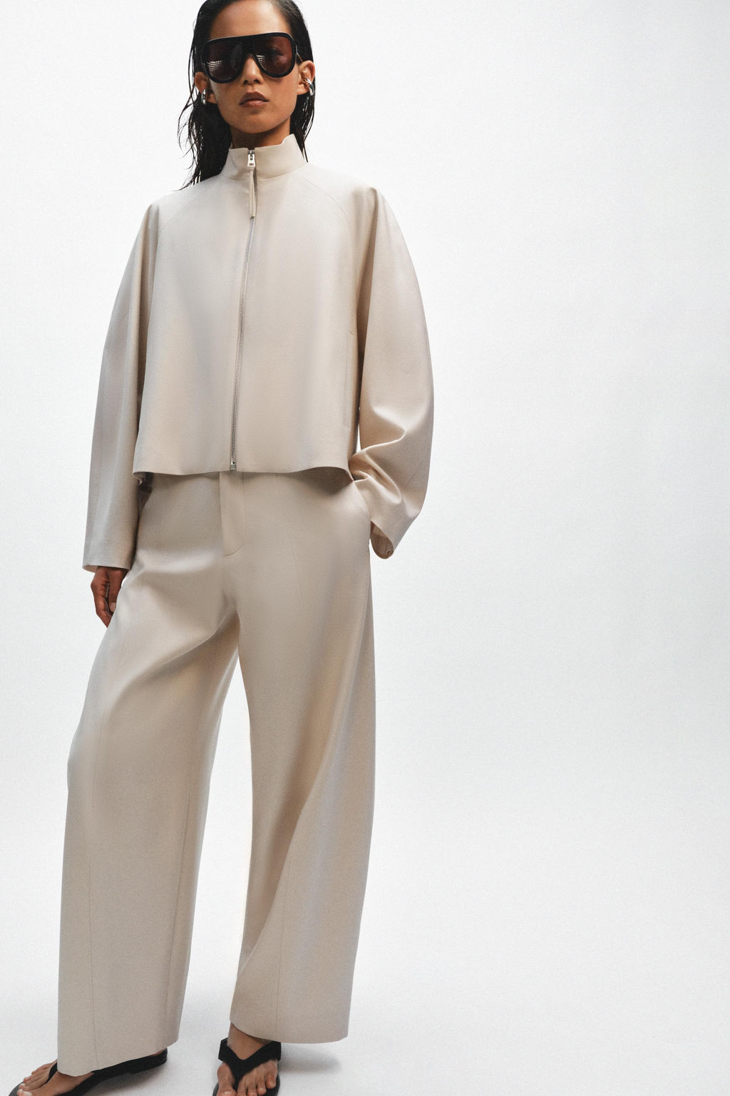 CHAQUETA BOMBER CREMALLERA ZW COLLECTION / Beige - Zara фото 4