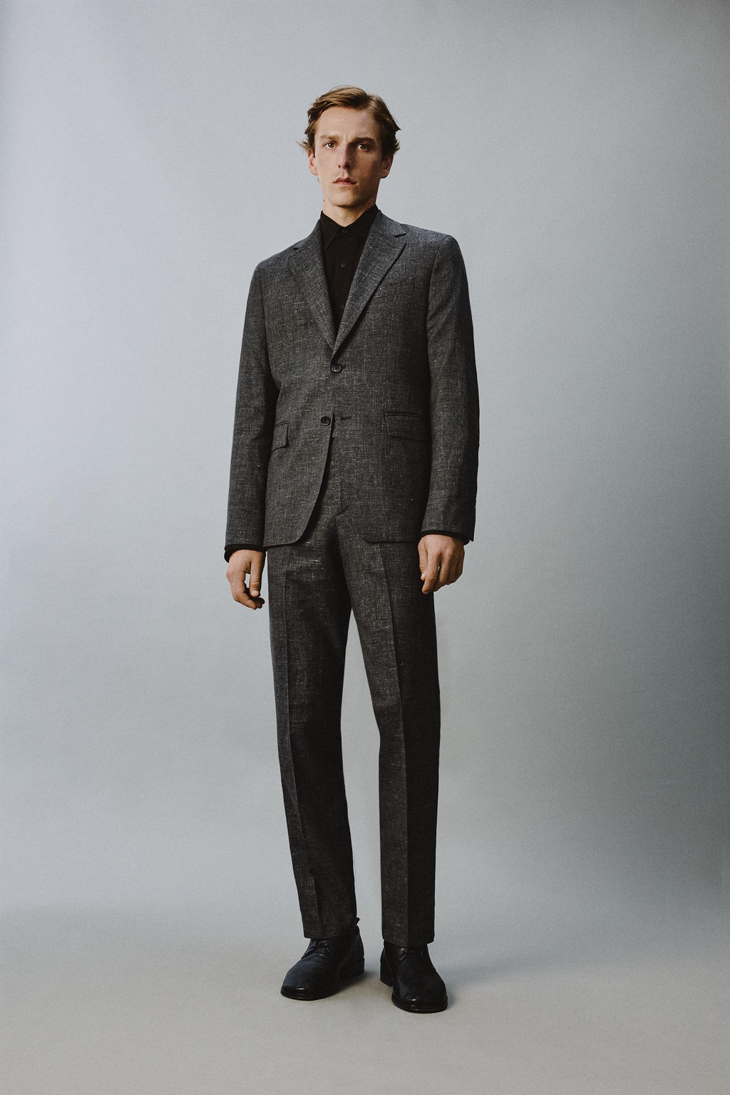 BLAZER TRAJE RELAXED FIT VISCOSA - LINO / Negro