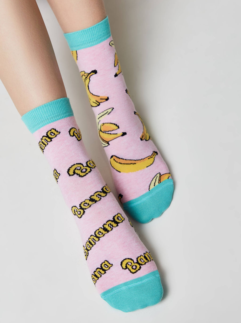 Цена за 2 пары. Носки Классические CONTE Хлопковые носки HAPPY c рисунками Бананы св.розовый - Conte elegant фото 5