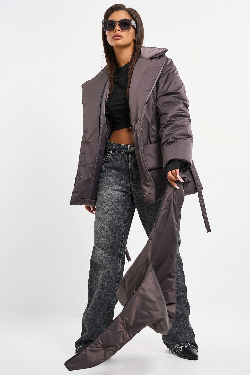 Куртка утепленная со съемным капюшоном шоколад