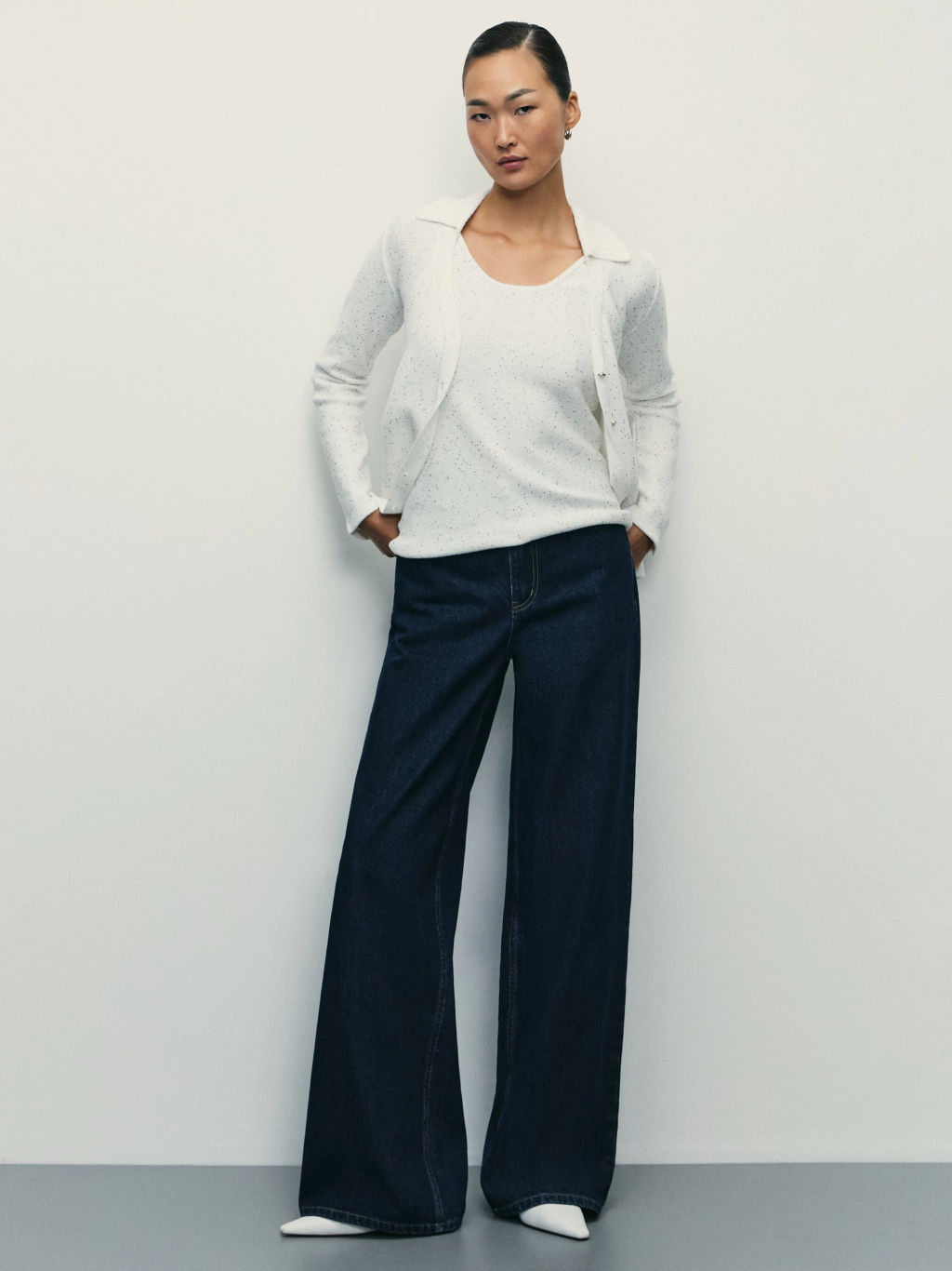 Вязаный топ из хлопка с пайетками / Zarina фото 2