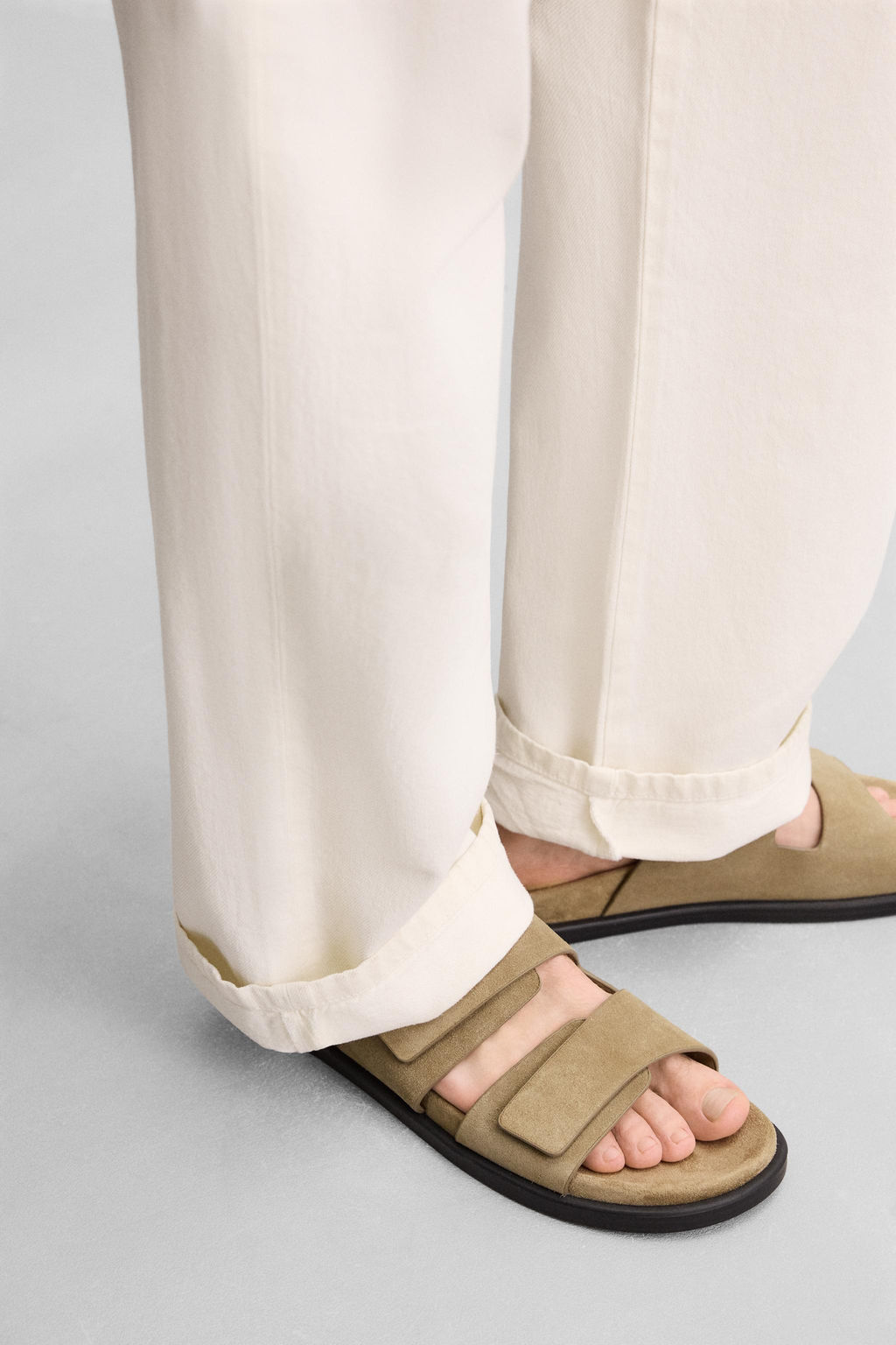 DOUBLE STRAP LEATHER SANDALS - Zara фото 3