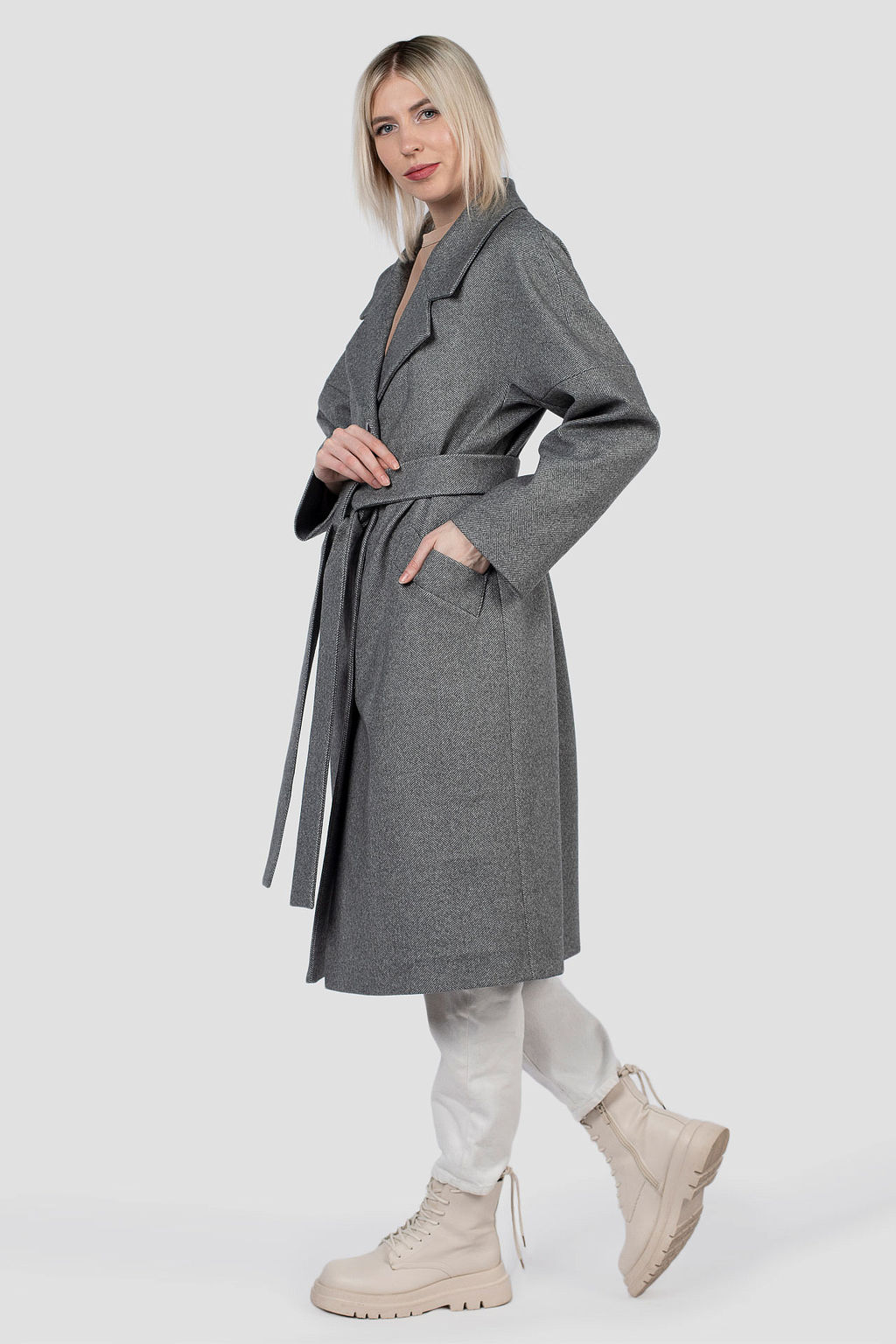 Пальто женское демисезонное (пояс) - El podio фото 4