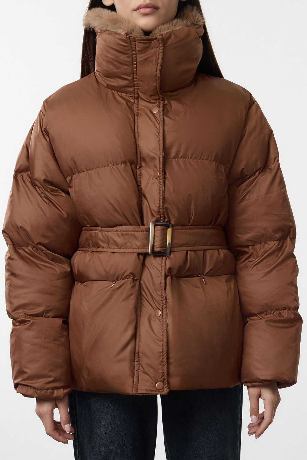 TRENDYOLMILLA Siyah Oversize Yakas? Pelus Detayl? Sisme Mont TWOAW25MO00318  фото 4