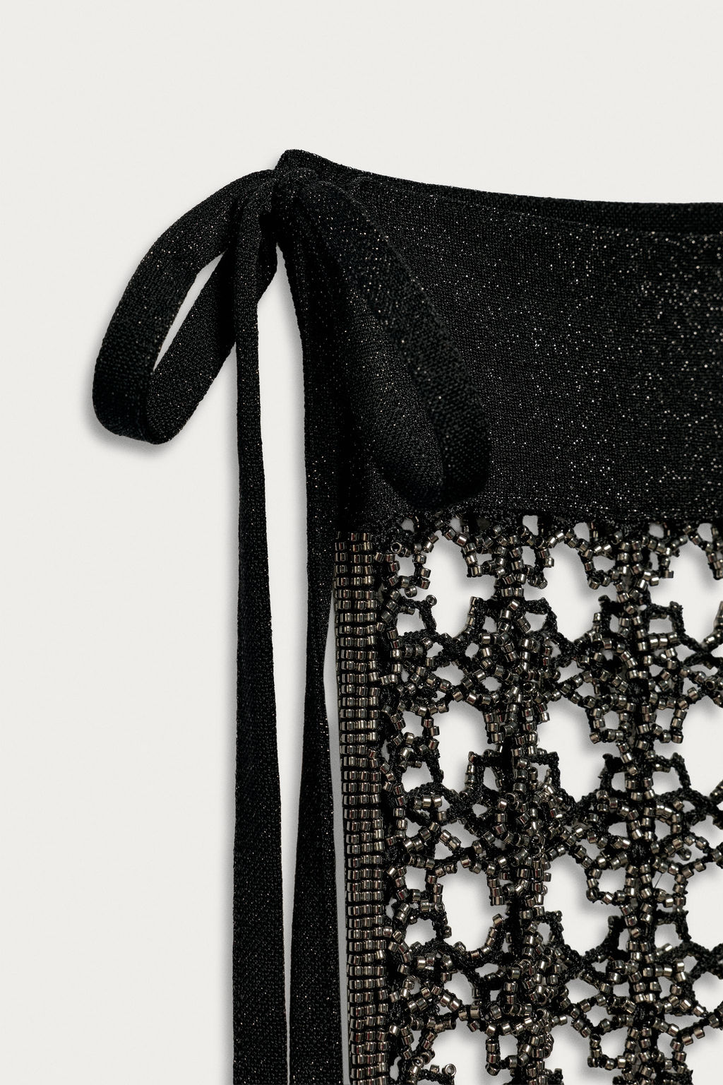 PAREO CALADOS ABALORIOS FLECOS MARISA BERENSON X ZARA / Negro  фото 3