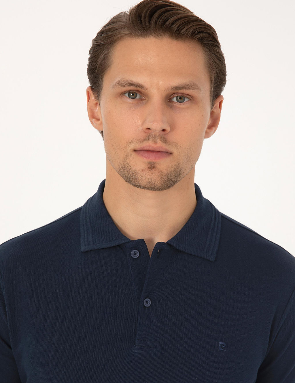 Lacivert Slim Fit %100 Pamuk K_vr_lmaz Polo Yaka Basic Ti__rt