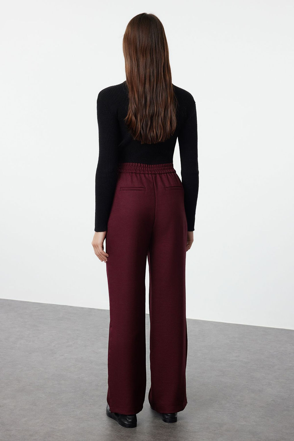 Bordo Straight/Duz Kesim Dokuma Kumas Pantolon TWOAW22PL0321