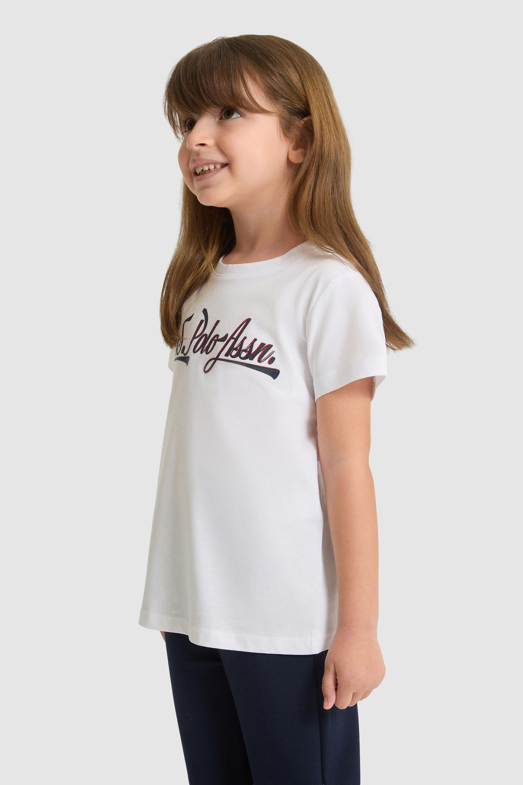 K_z _ocuk Beyaz Fit Bisiklet Yaka Basic Ti__rt - U.s. polo assn фото 3