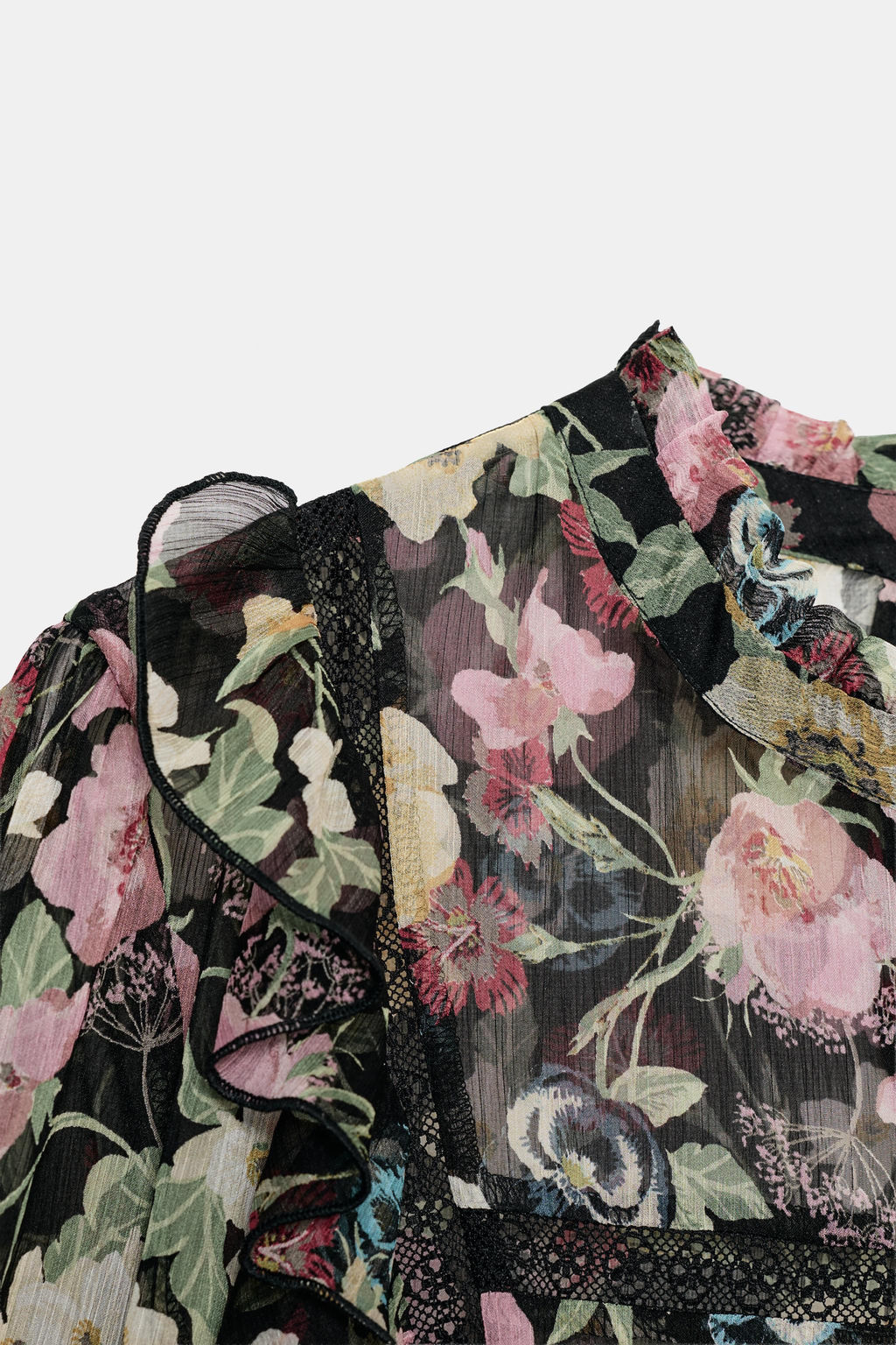 FLORAL PRINT RUFFLED BLOUSE - Zara фото 9