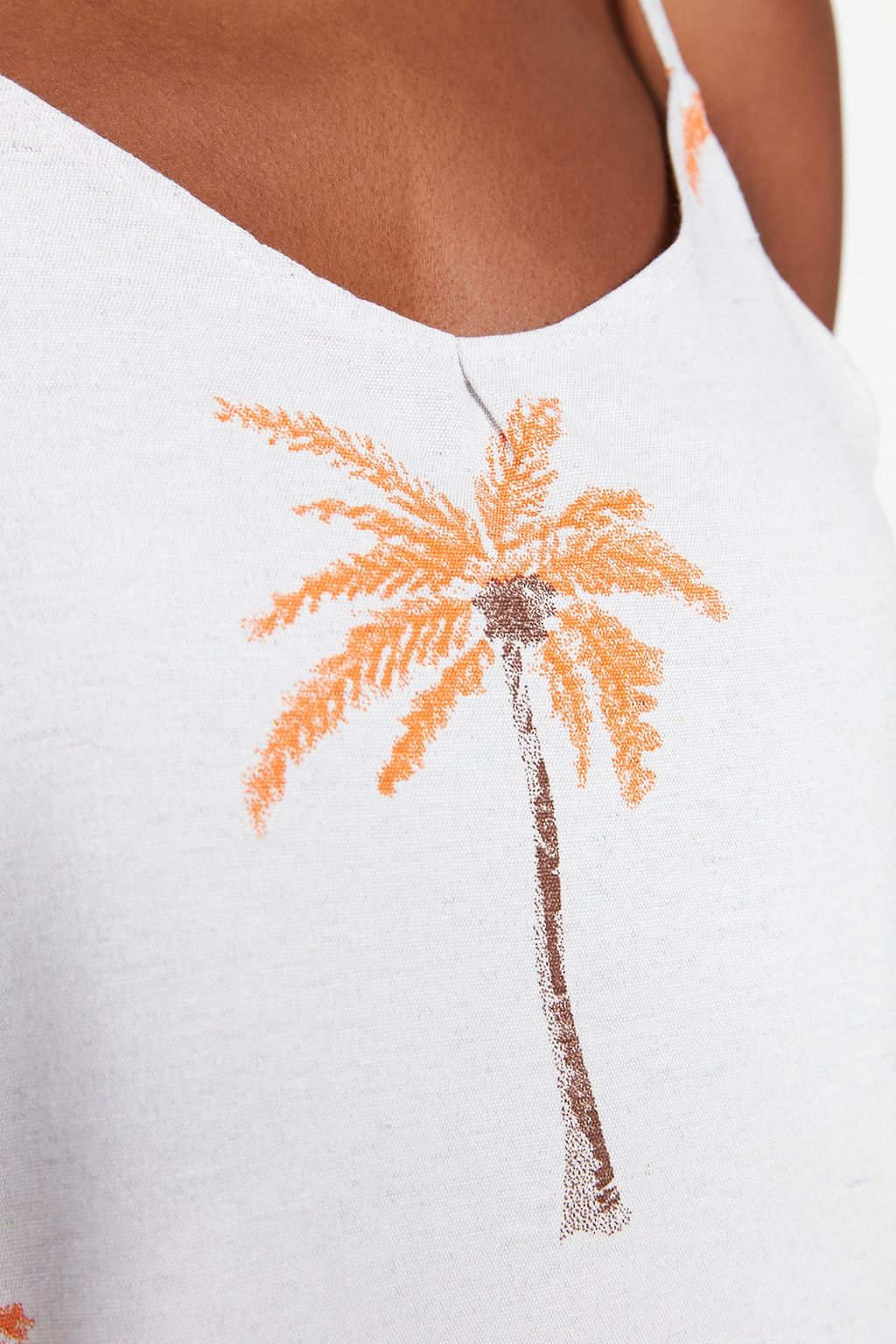 Beyaz Cicekli Duz Kesim Keten Gorunumlu Ask?l? Midi Dokuma Elbise TWOSS23EL00085 - Trendyolmilla фото 4