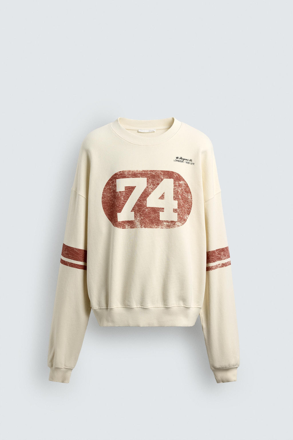 SUDADERA LAVADA ESTAMPADO CONTRASTE / Blanco roto - Zara фото 7