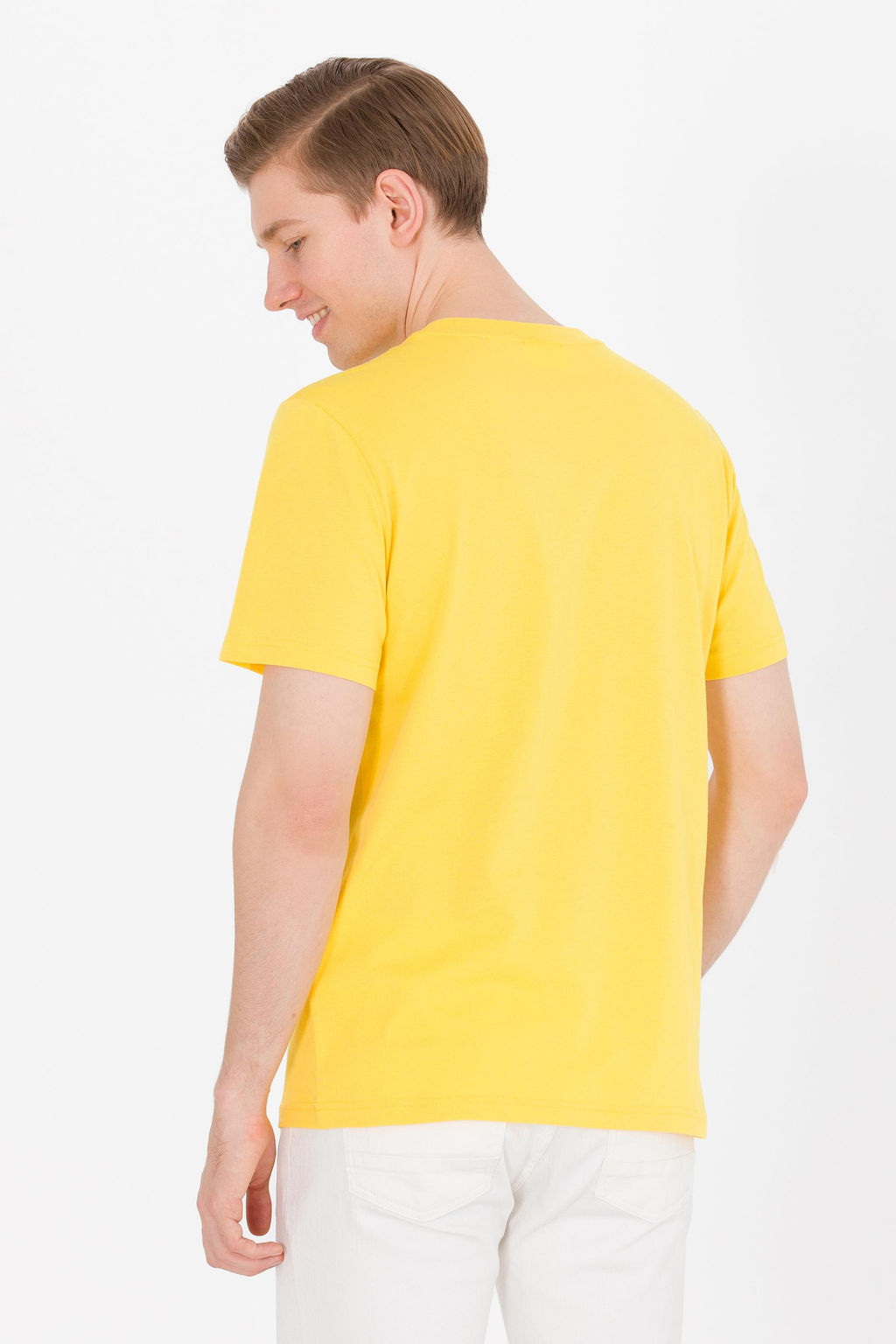 U. S. Polo Assn Мужская темно-желтая базовая футболка с круглым вырезом - U.s. polo assn фото 5