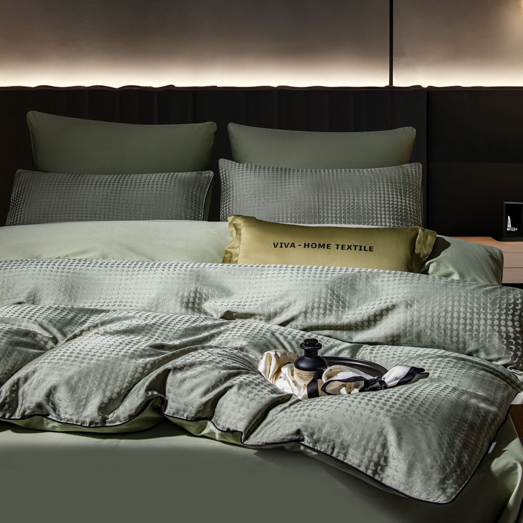 Комплект постельного белья на резинке Сатин-Жаккард Тессоро MTR003 Евро 4 Наволочки