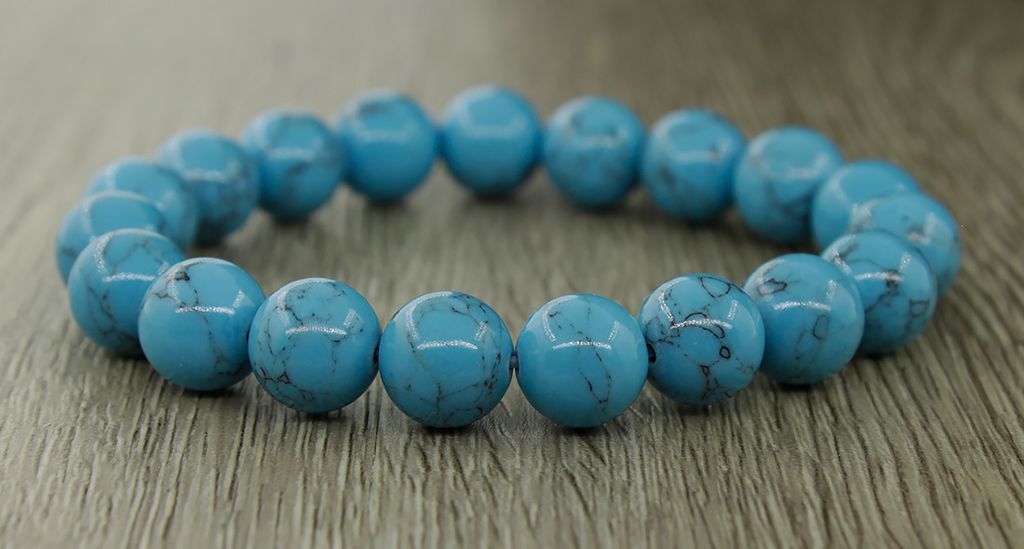 Бирюза голубая (имитация) 10мм, браслет "Классика" длина 17см