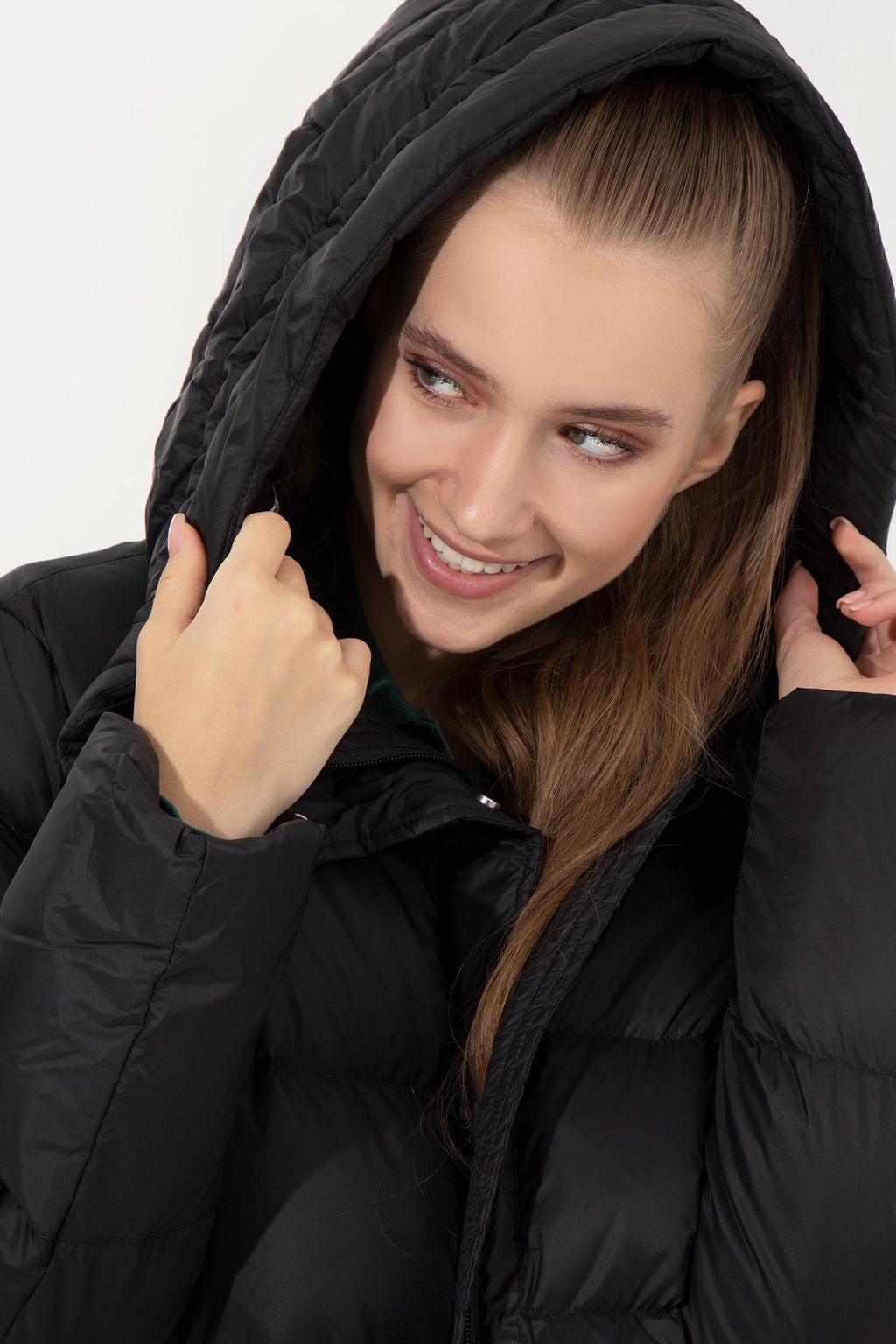 Женское черное пальто с капюшоном из синтетики - U.s. polo assn фото 4