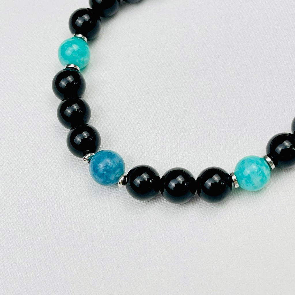 Браслет регулируемый мужской из Турмалина,Амазонита и Кварца и Вишудха - Радуга самоцветов фото 3