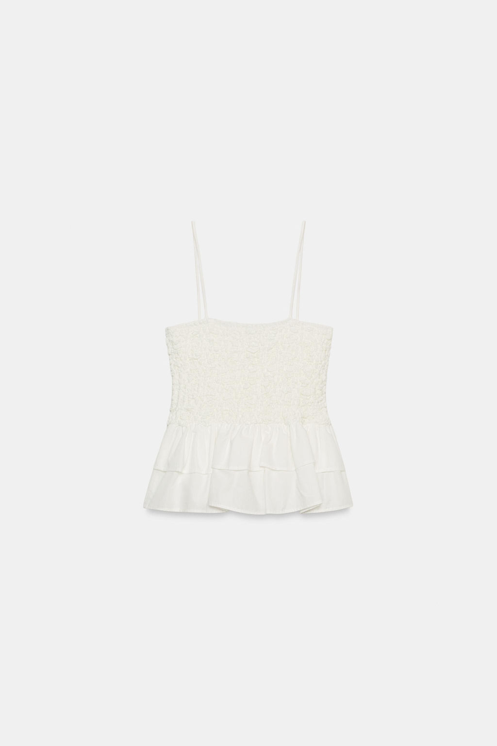 TOP NIDO DE ABEJA PEPLUM / Blanco
