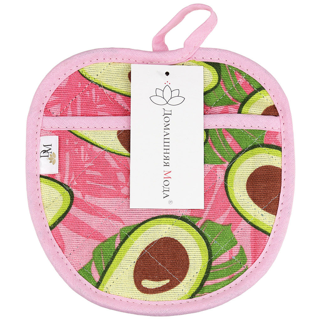 Прихватка с запахом 19х19см Авокадо, вид 7/1, форма Яблоко, рогожка 171г/м2, хлопок 100%, наполнитель - ватин 280г/м2, на пластмассовом подвесе, Домашняя мода (Россия)  фото 4