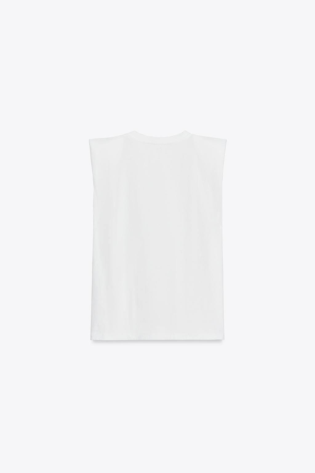 SLEEVELESS SHOULDER PAD T-SHIRT - Zara фото 7