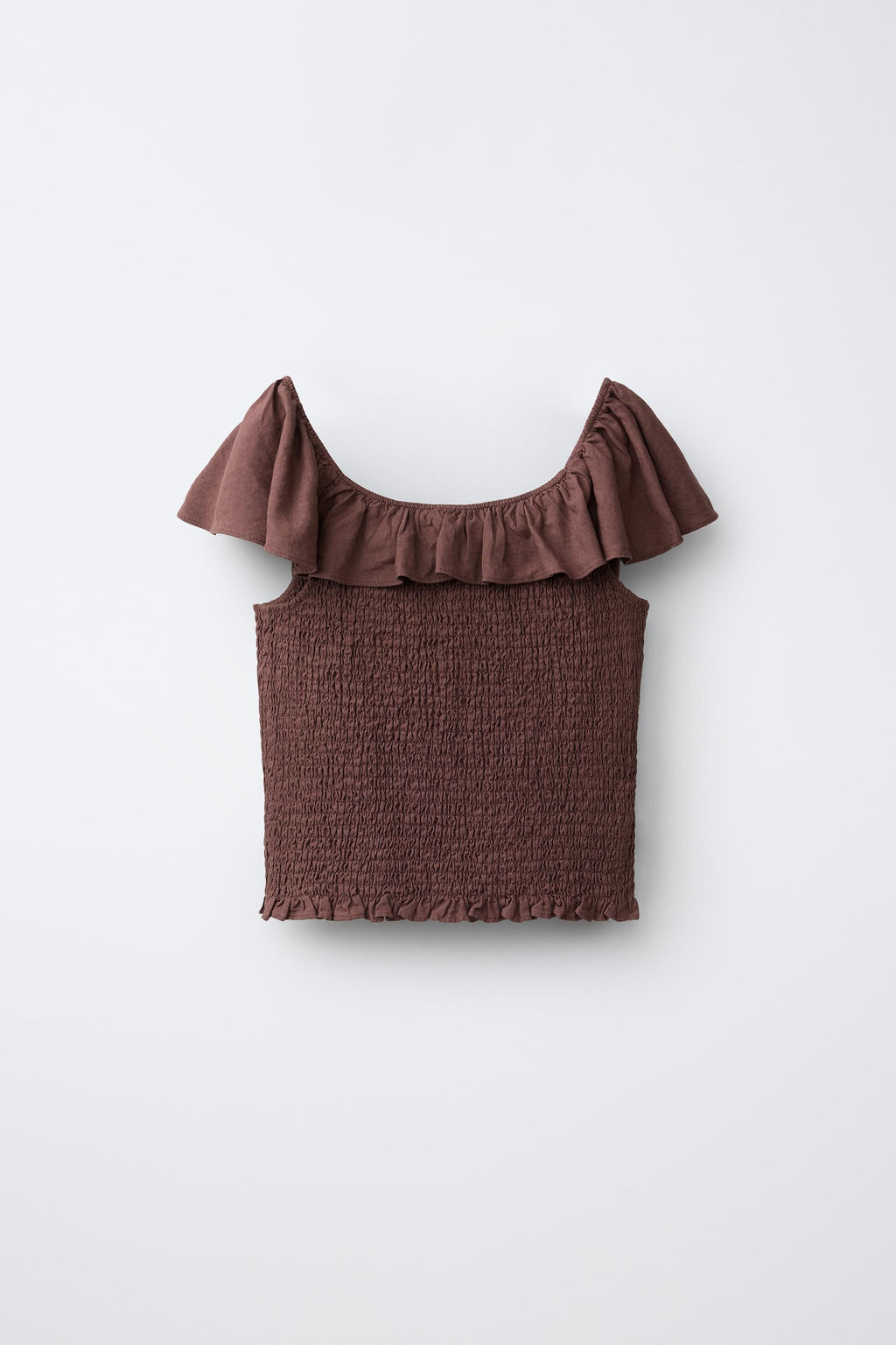 TOP CON LINO NIDO DE ABEJA / Marr?n - Zara фото 4