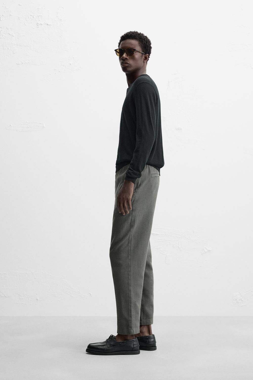 RELAXED FIT TEXTURED TROUSERS - Zara фото 30