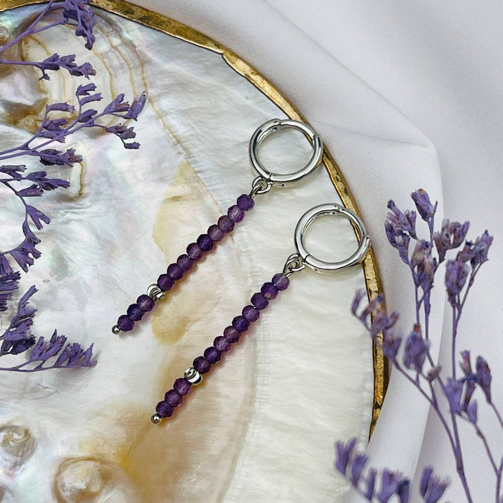 Серьги длинные из Аметиста