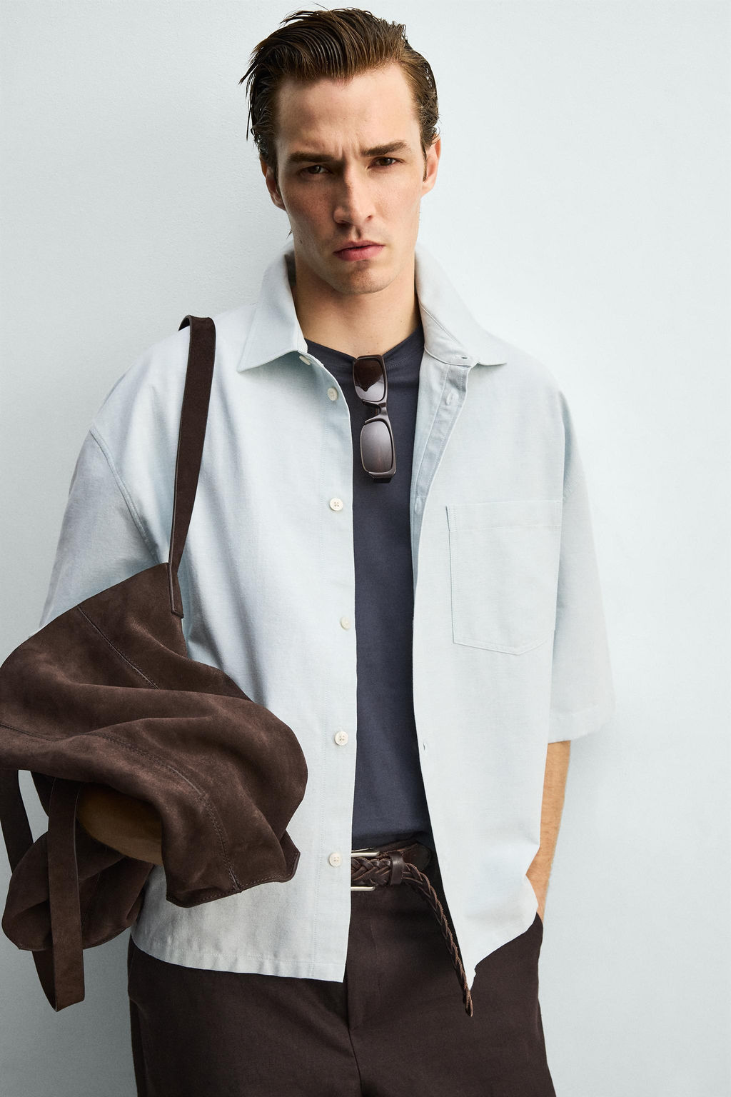CAMISA BOXY FIT BOLSILLO / Verde agua - Zara фото 6