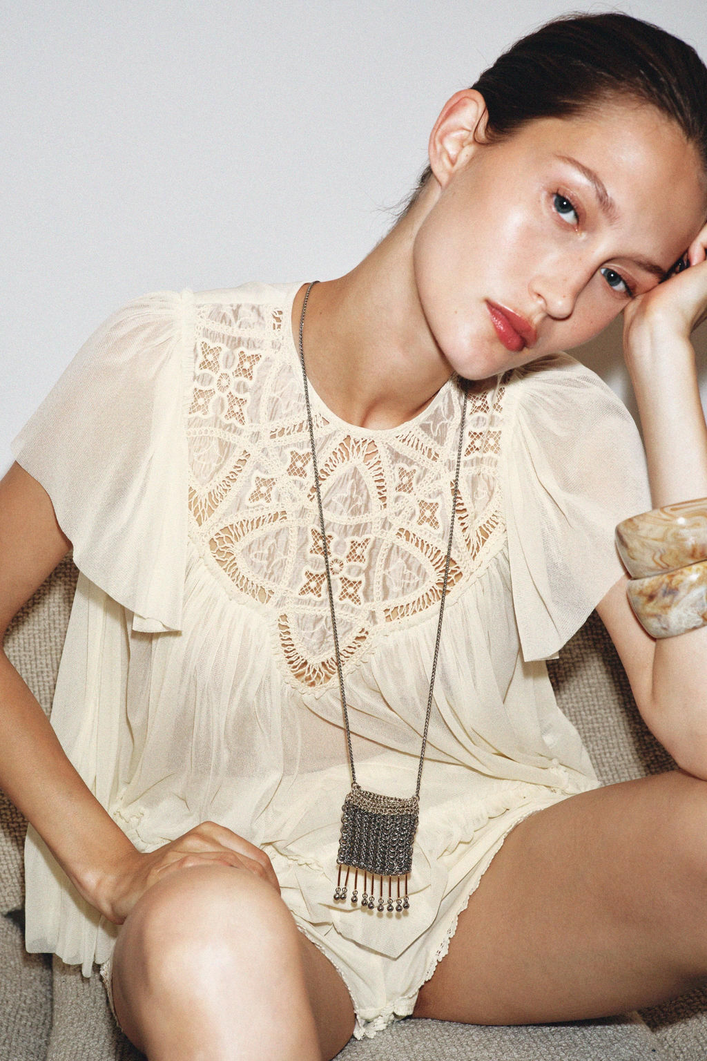 EMBROIDERED FLUID TOP - Zara фото 6