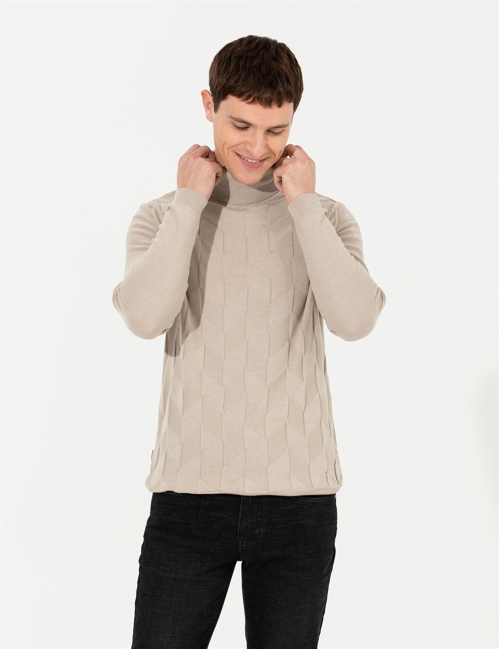 Kum Melanj Slim Fit Bal_k__ Yaka Triko Kazak - Pierre cardin фото 2