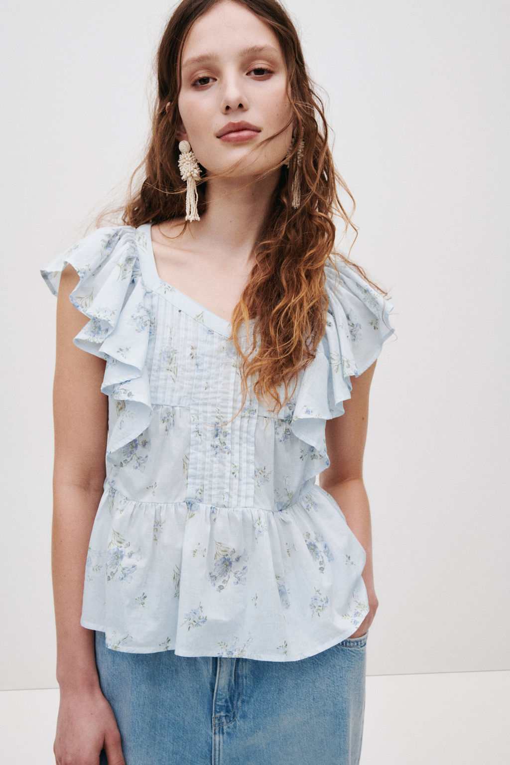 Frill-trimmed cotton top - H&m фото 6