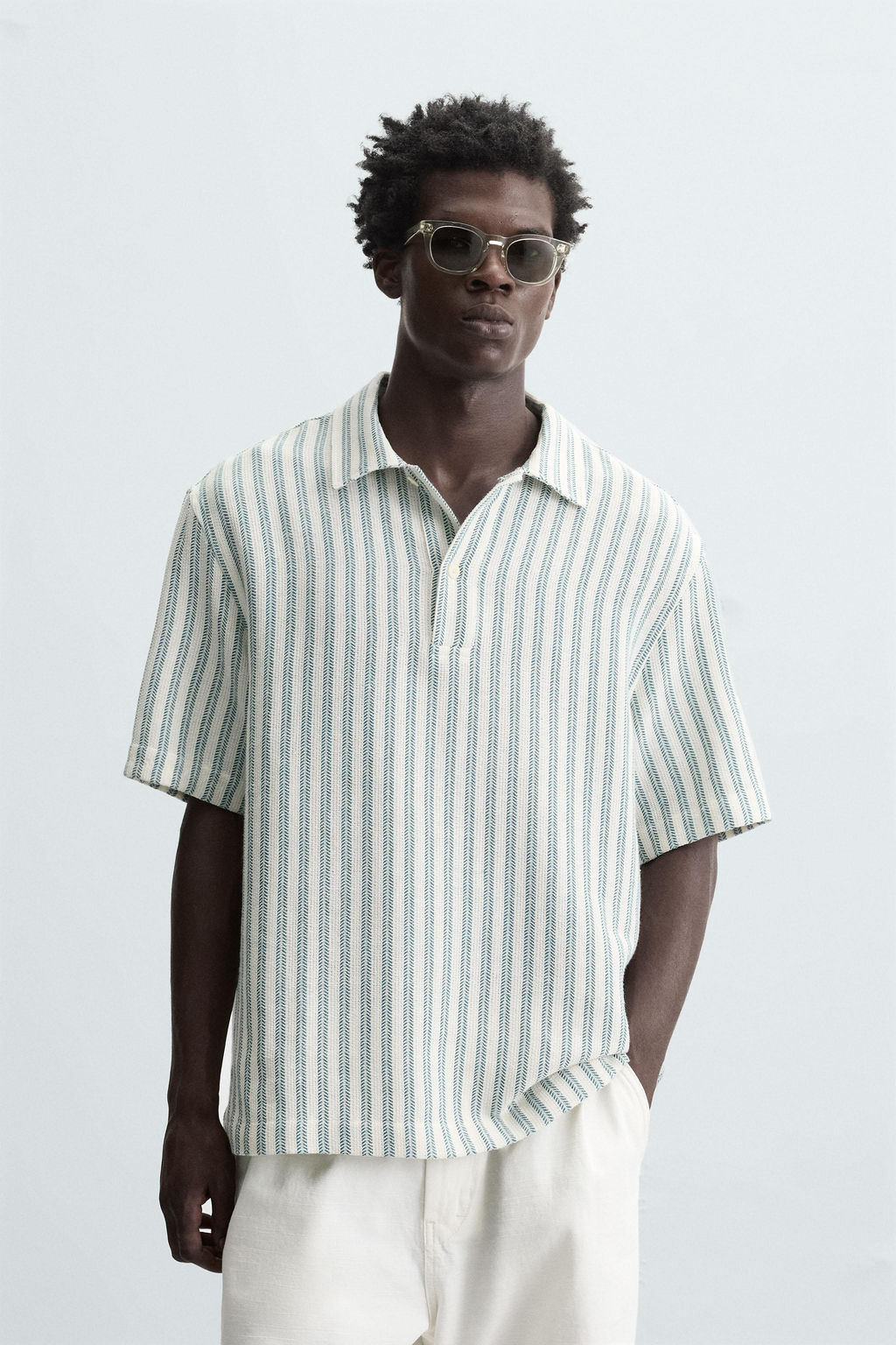 HERRINGBONE TEXTURED POLO SHIRT - Zara фото 2