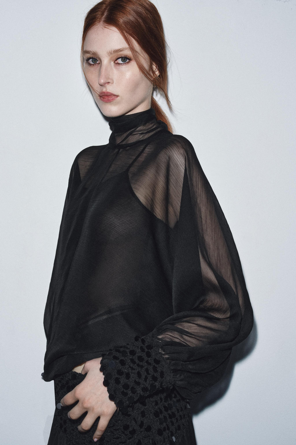 ZW COLLECTION SEMI-SHEER BLOUSE - Zara фото 2