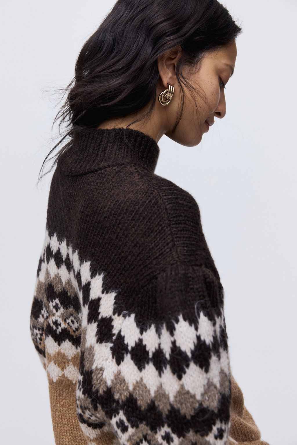 Jersey en punto jacquard con cuello perkins - H&m фото 3