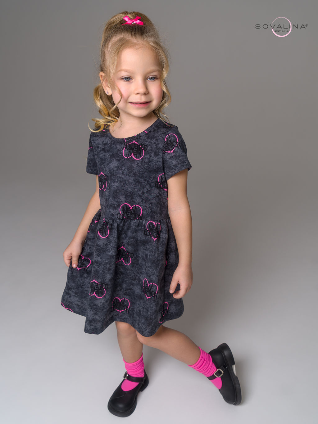 Платье Лето варенка графит сердце - Sovalina фото 2