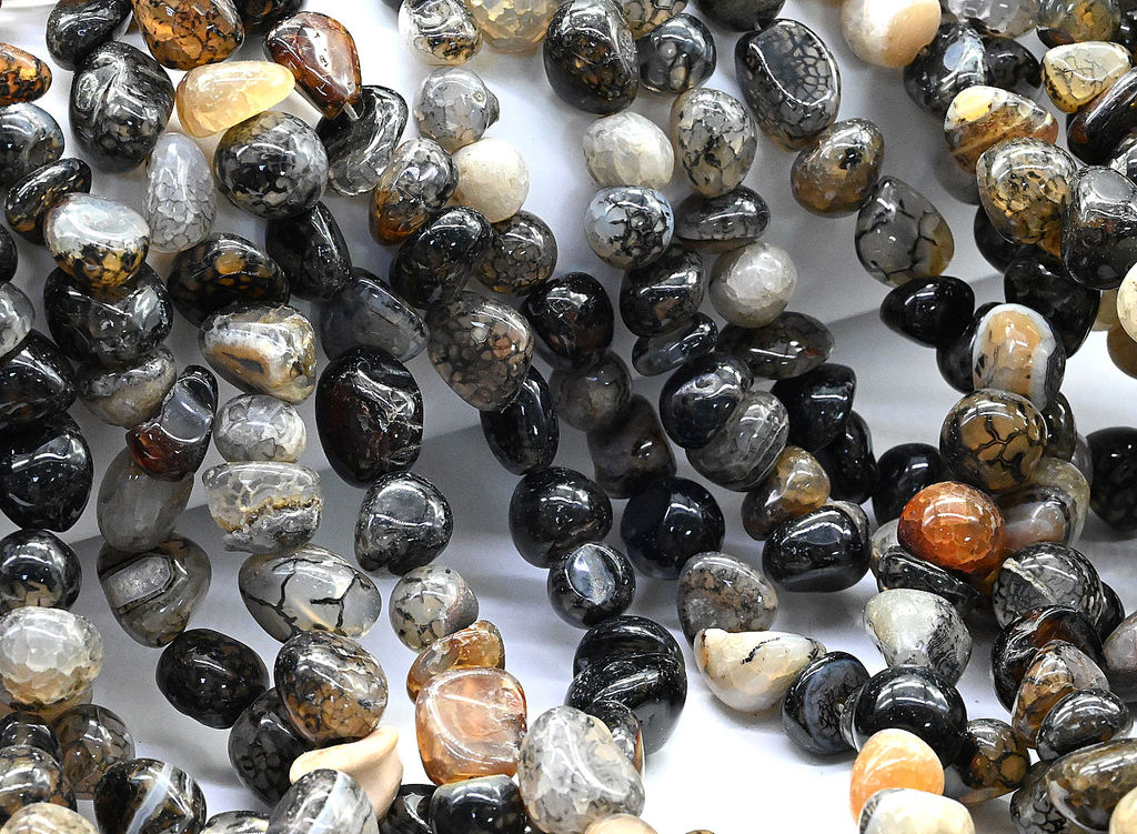 Бусины из агата галтовка 10*6мм, 36см, 44 бусины Радуга камня