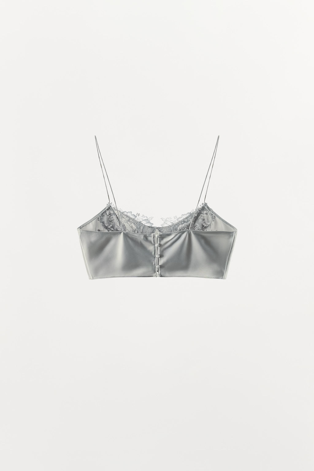 TOP CROP SATINADO ENCAJE / Gris - Zara фото 6