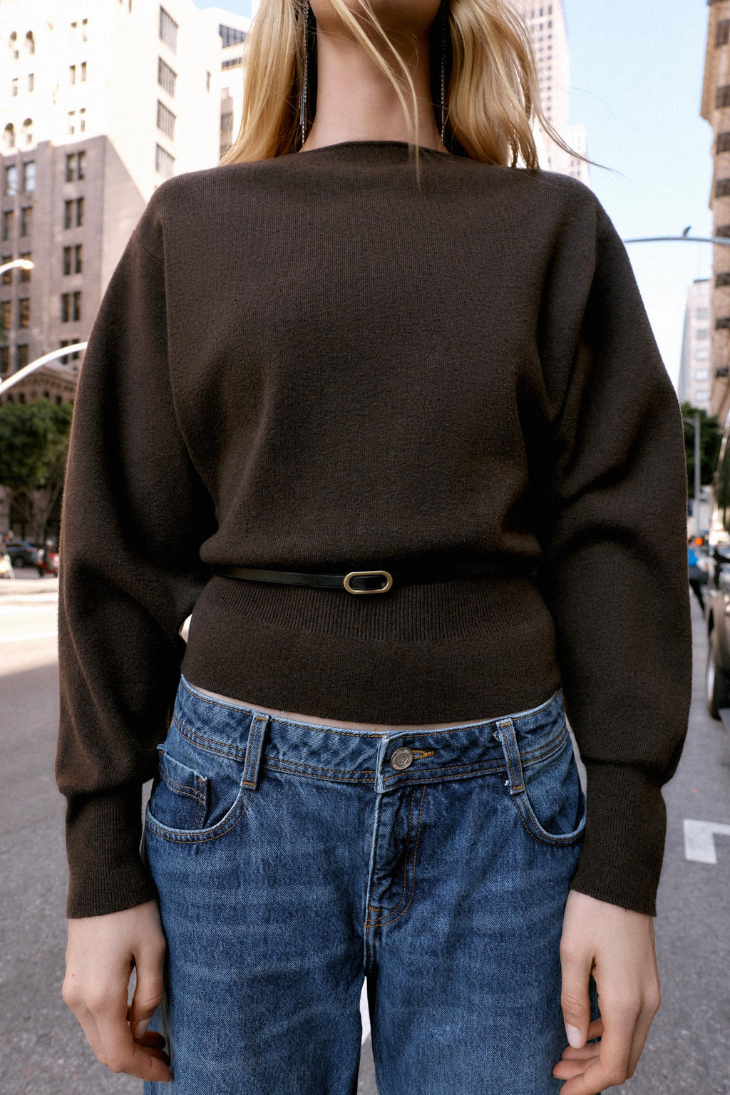 PLAIN KNIT JUMPER WITH BELT - Zara фото 3