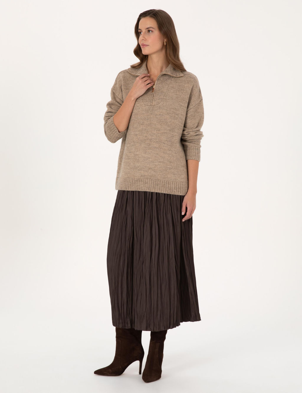 Vizon Comfort Fit Fermuarl_ Dik Yaka Kazak - Pierre cardin фото 4