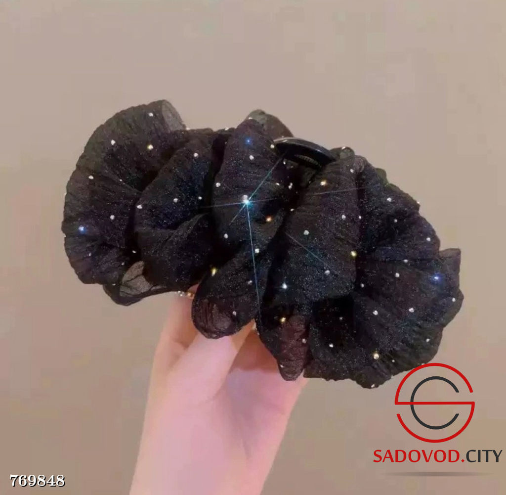 Крабик бант пышный для волос со стразами - Bruno фото 6