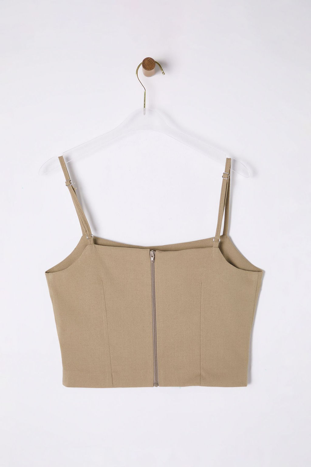 Trendyolmilla Vizon Ask?l? Crop Dokuma Bluz TWOSS25BZ00104