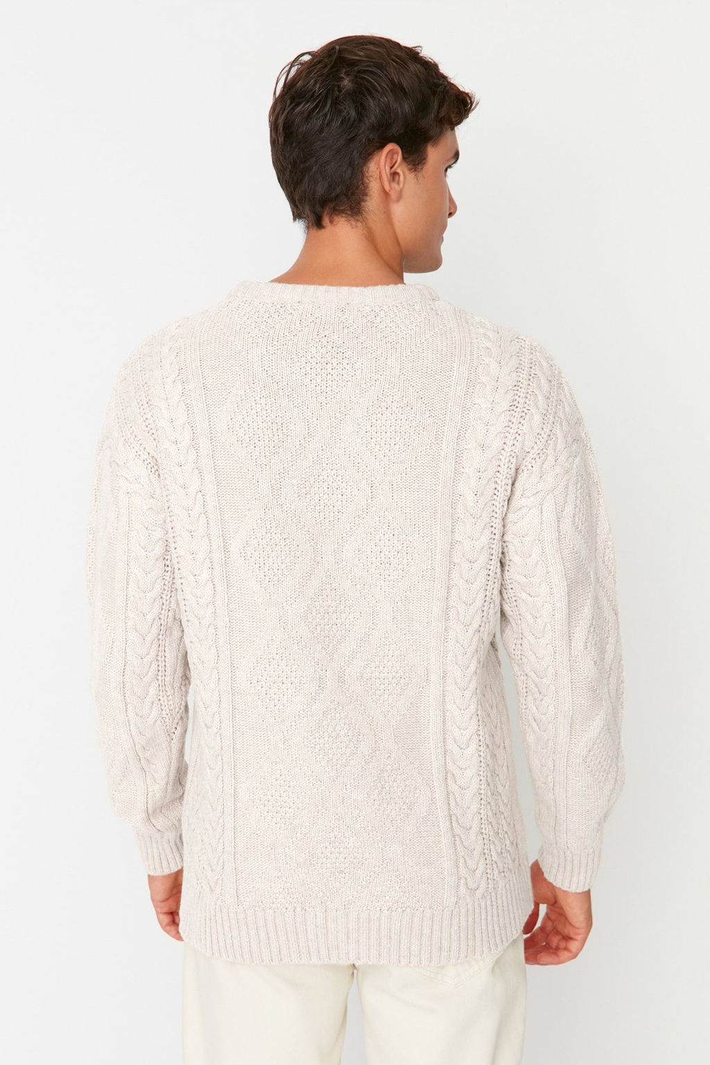 TRENDYOL MAN Beyaz Oversize Genis Kal?p Bisiklet Yaka Sac Orgulu Triko Kazak TMNAW23KZ00280 - Trendyolmilla фото 23