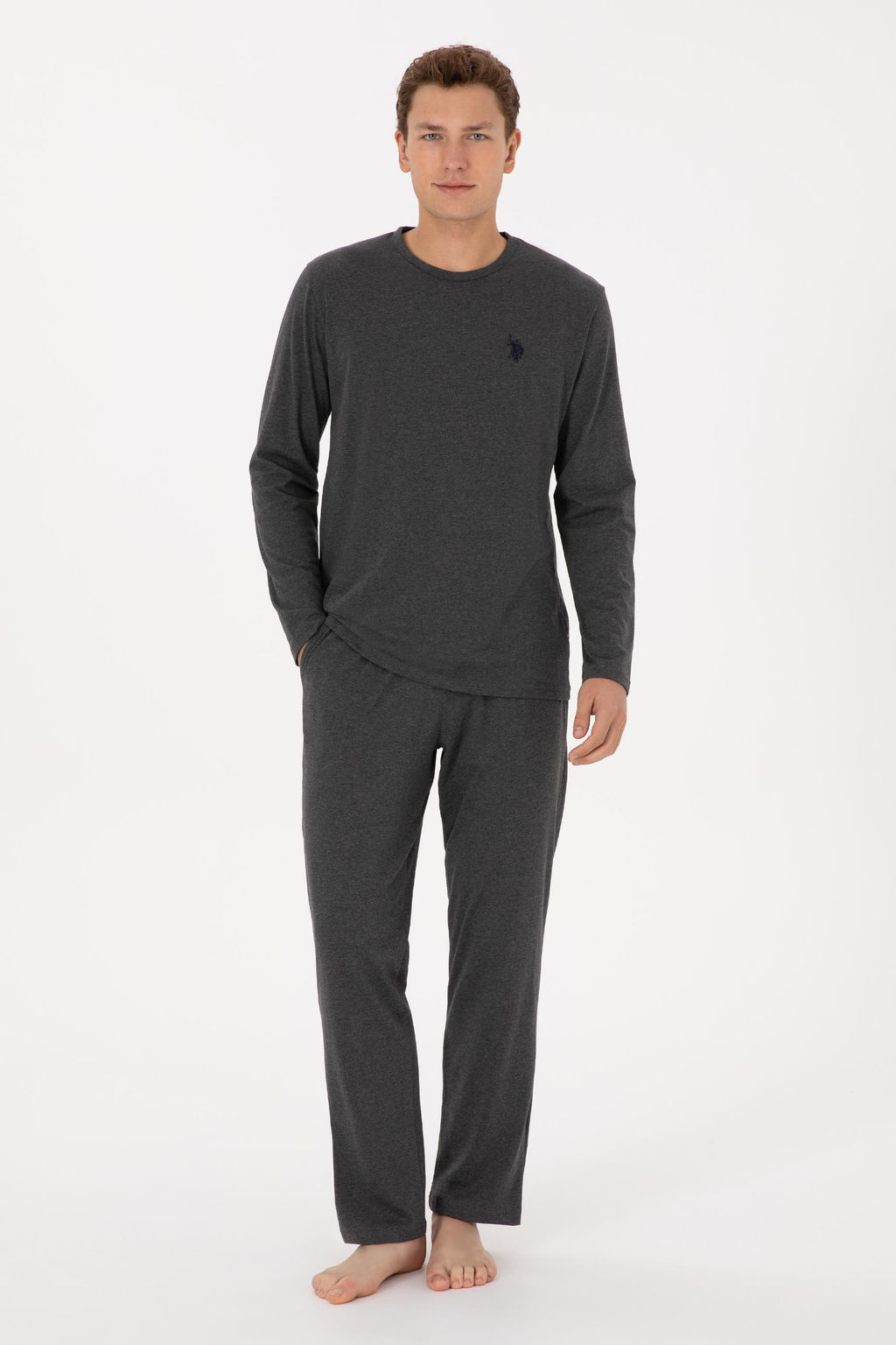 Erkek Antrasit Melanj Pijama Tak_m_