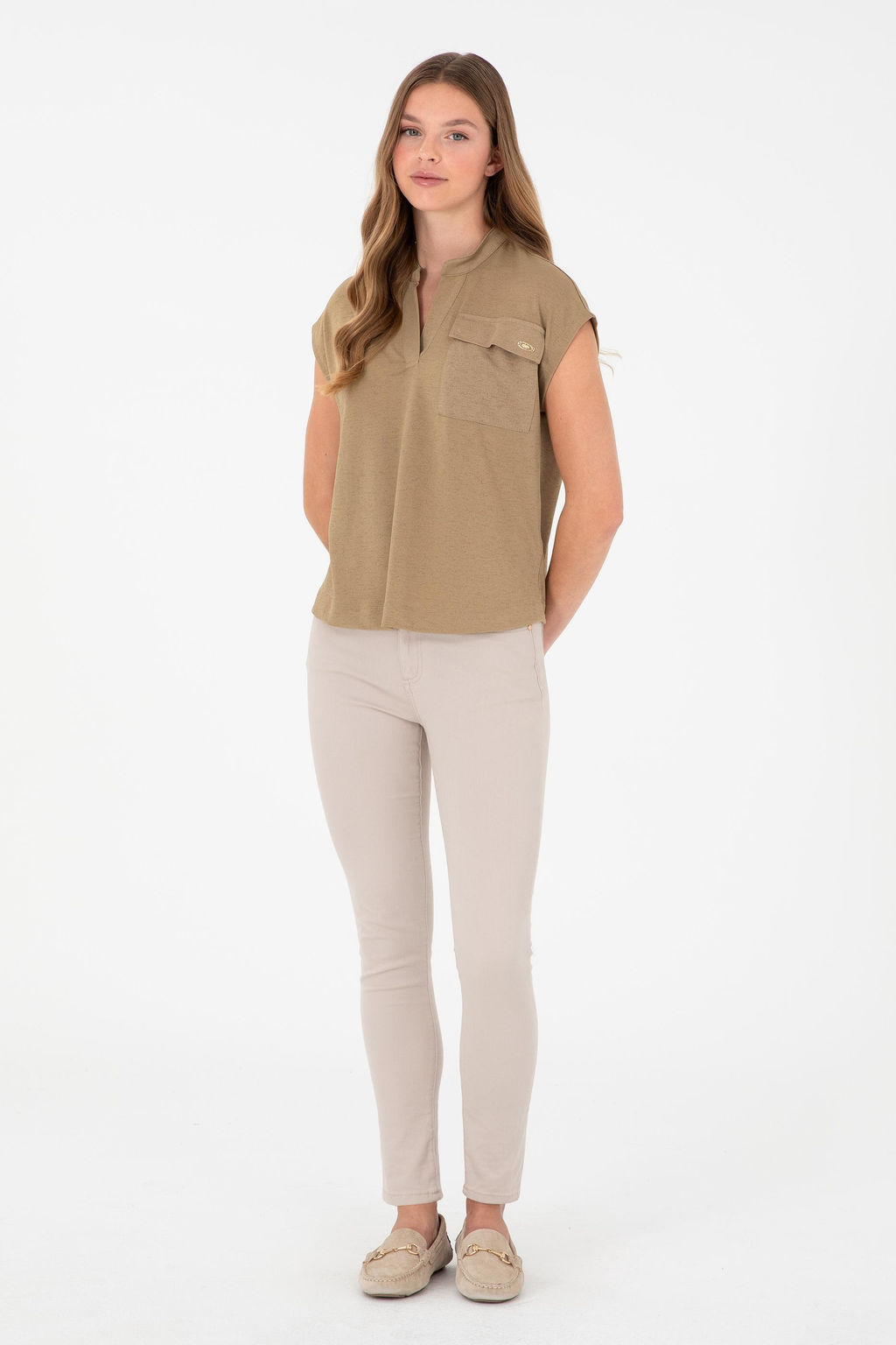 Женская футболка цвета хаки Неожиданная скидка в корзине - U.s. polo assn фото 4