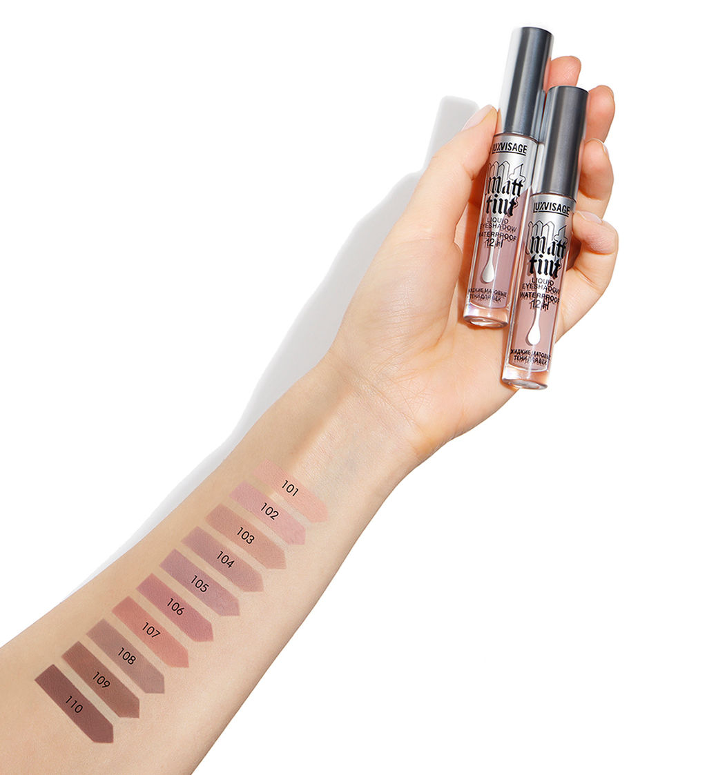 LuxVisage Тени жидкие матовые Matt tint waterproof 12H, тон 106 dusty mauve - Golden rose фото 4