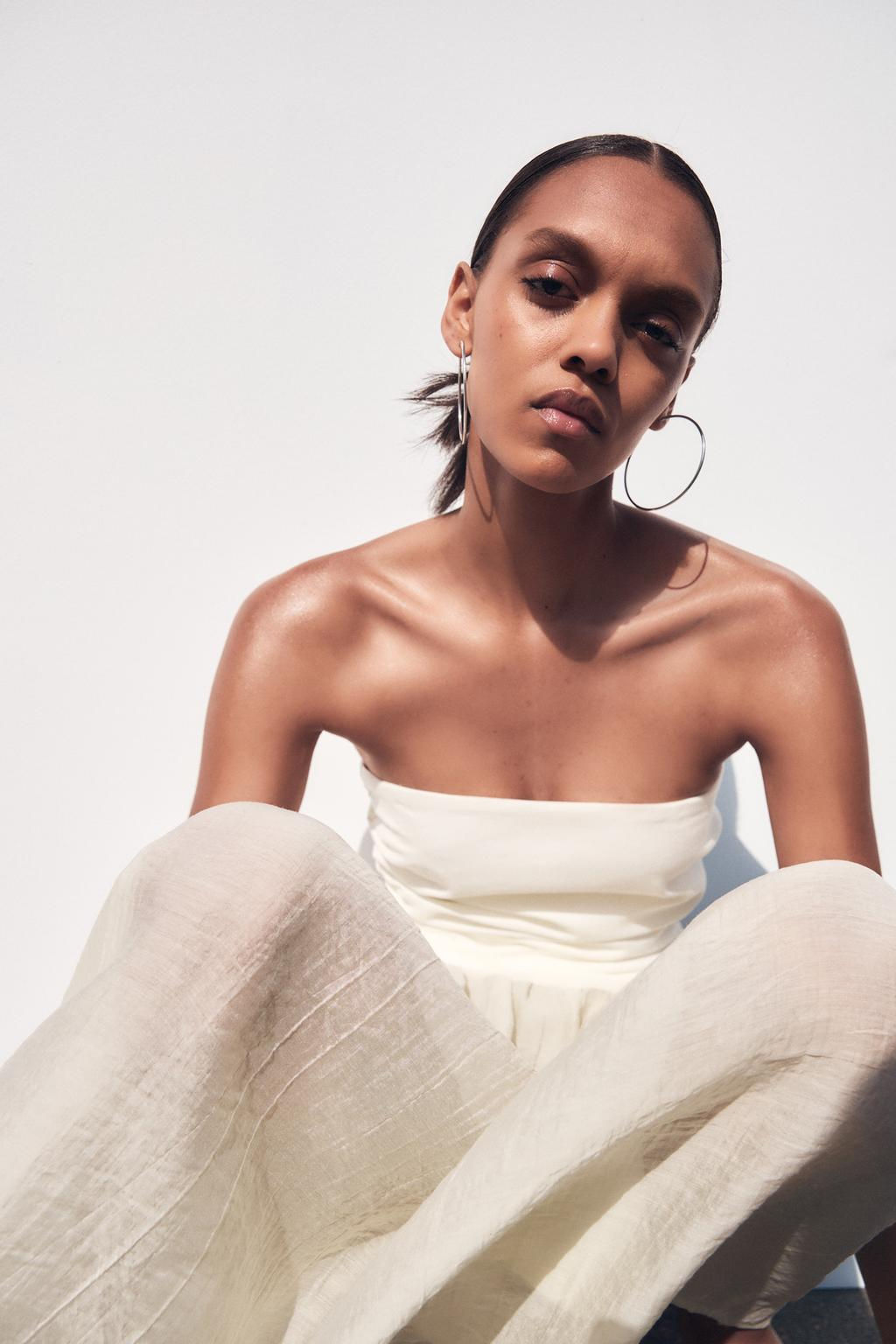 CONTRAST STRAPLESS MIDI DRESS - Zara фото 3